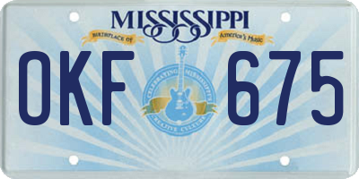 MS license plate OKF675
