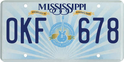 MS license plate OKF678