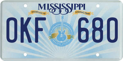 MS license plate OKF680