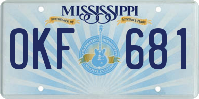 MS license plate OKF681
