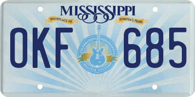 MS license plate OKF685