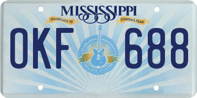 MS license plate OKF688