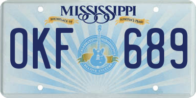 MS license plate OKF689