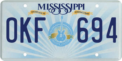 MS license plate OKF694