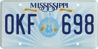 MS license plate OKF698