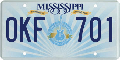 MS license plate OKF701