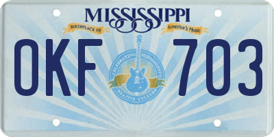 MS license plate OKF703