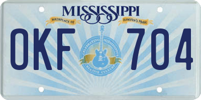 MS license plate OKF704