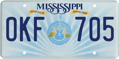 MS license plate OKF705