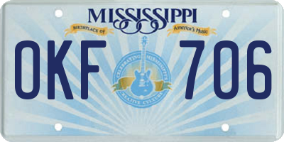 MS license plate OKF706