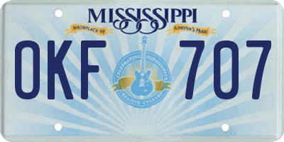 MS license plate OKF707