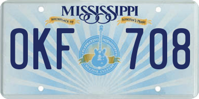 MS license plate OKF708