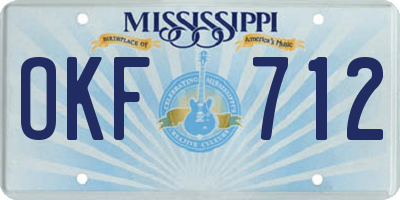 MS license plate OKF712
