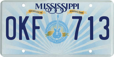 MS license plate OKF713