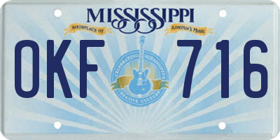 MS license plate OKF716