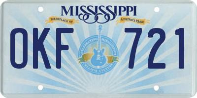 MS license plate OKF721