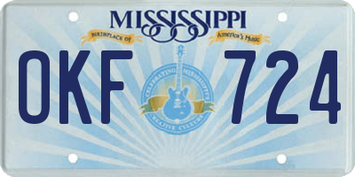 MS license plate OKF724