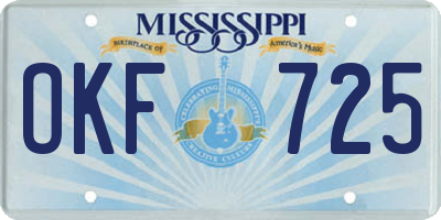 MS license plate OKF725