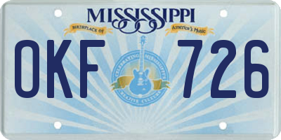 MS license plate OKF726