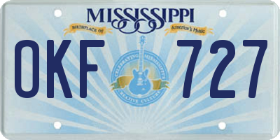 MS license plate OKF727
