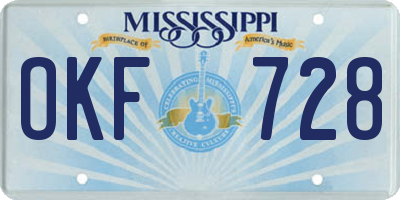 MS license plate OKF728