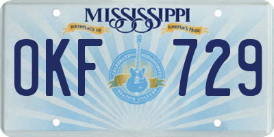MS license plate OKF729