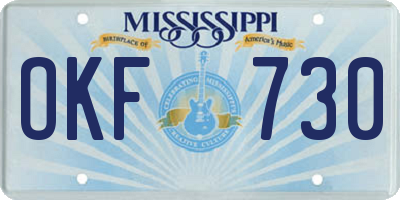 MS license plate OKF730