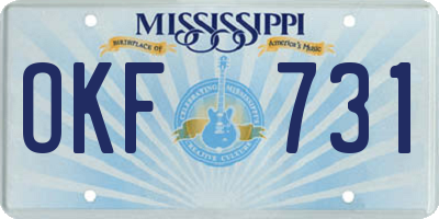 MS license plate OKF731