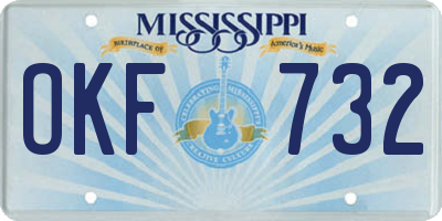 MS license plate OKF732