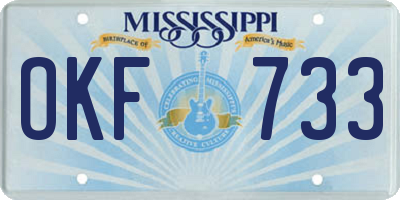 MS license plate OKF733