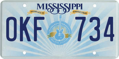MS license plate OKF734