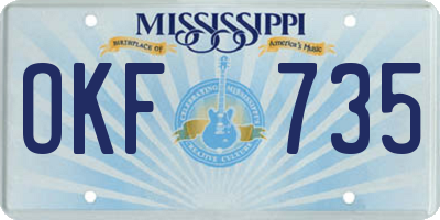 MS license plate OKF735
