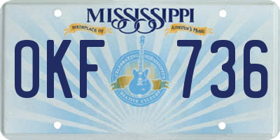MS license plate OKF736