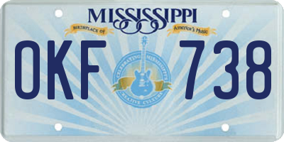 MS license plate OKF738