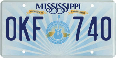 MS license plate OKF740