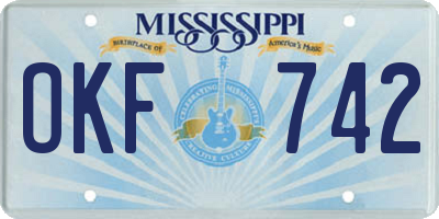 MS license plate OKF742