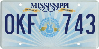 MS license plate OKF743