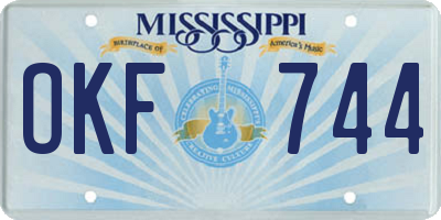 MS license plate OKF744