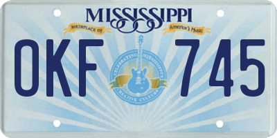 MS license plate OKF745
