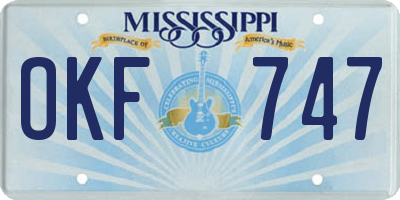 MS license plate OKF747