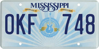 MS license plate OKF748