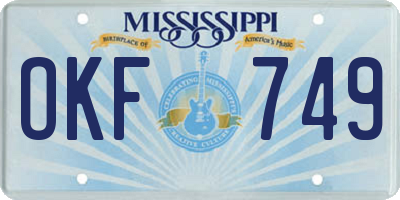 MS license plate OKF749