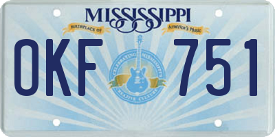 MS license plate OKF751