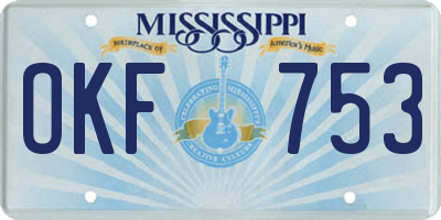 MS license plate OKF753