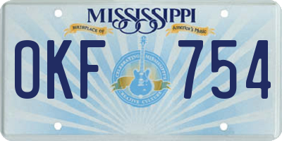 MS license plate OKF754