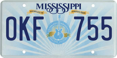 MS license plate OKF755