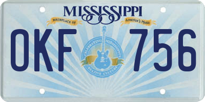 MS license plate OKF756