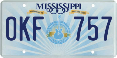 MS license plate OKF757