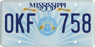 MS license plate OKF758