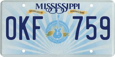 MS license plate OKF759